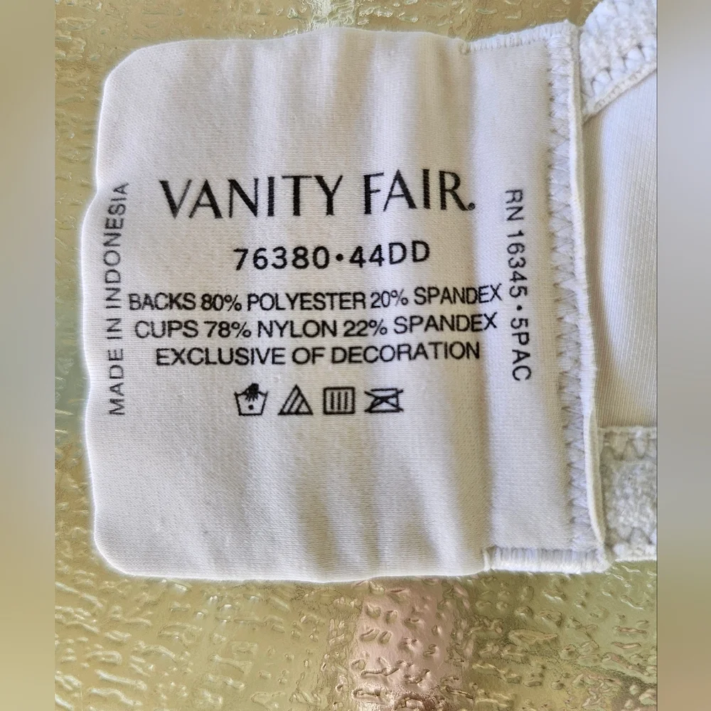 Vanity Fair 2 pack Full Coverage Bra 76380 44DD Smooth Support Everyday